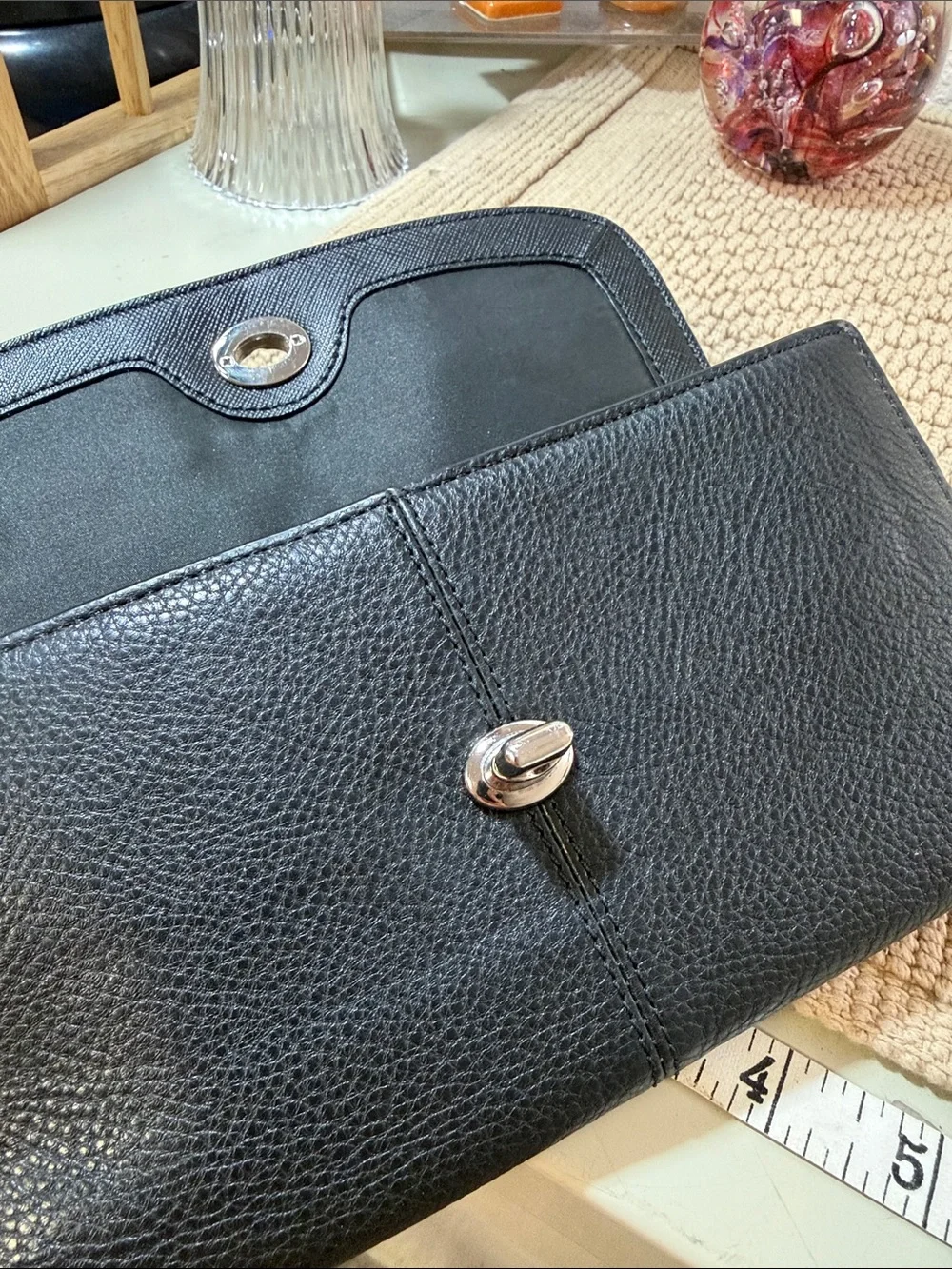 Classic Black Pebbled Leather Clutch Wallet